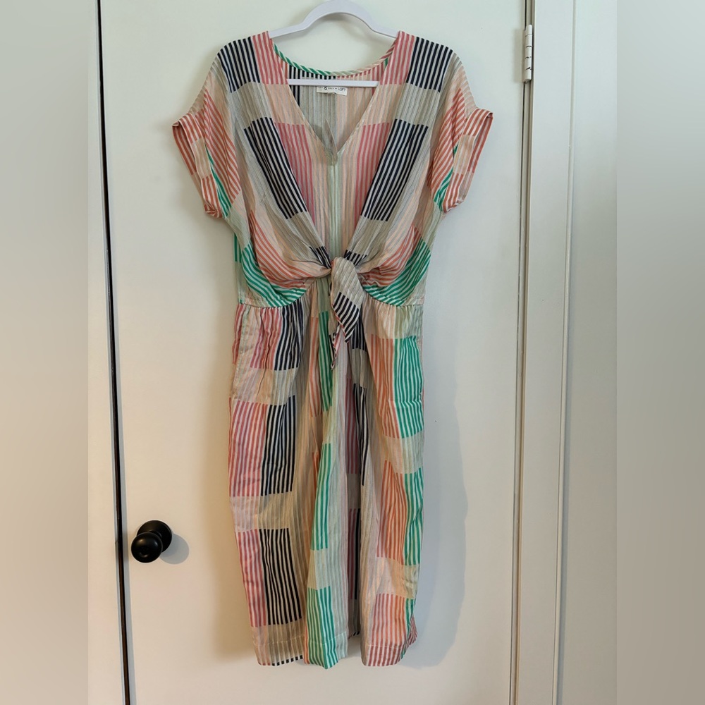 NWT Lou & Grey for LOFT Stiped Front Tie Dress - Picture 2 of 3